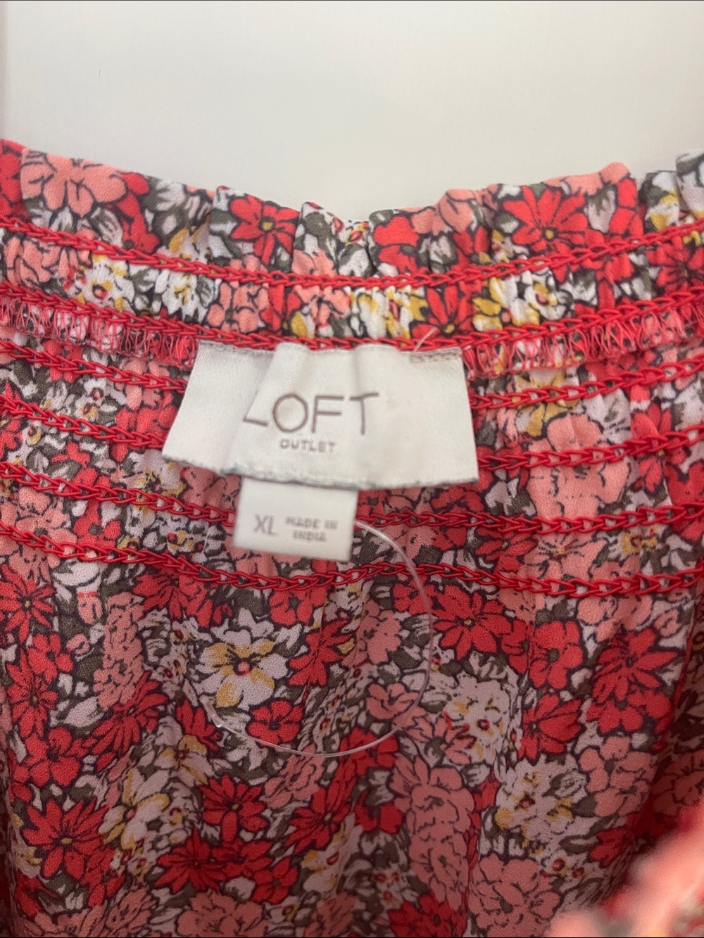 LOFT Red Floral Ruffle-Strap Tank Top - Picture 2 of 5